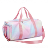 PU Leather Shining Colorful Sublimation Gym Sport Duffel Bag, Waterproof Sturdy Shoe Compartment Duffel Bag