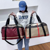 Fashionable Plaid Pattern Short Travel Bag Portable Large Capacity Luggage Bag Dry And Wet Separation Exercise Duffel Bag