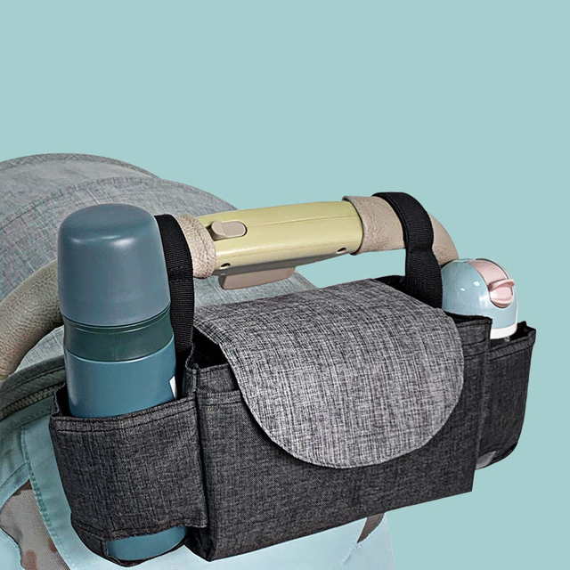 Baby Organize Bag with Cup Holder Stroller Organizer Bag Universal Stroller Storage Diaper Pouch