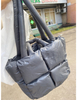 Lightweight Gray Oversize Tote Travel Bag Causal Pouch Cotton Toiletry Large Quilted Puffy Tote Bag for Women