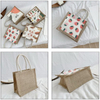 Fashion Printed Eco Burlap Purse Lunch Bag Cooler Hemp Canvas Jute Bag Lunch Box for Office School Fitness