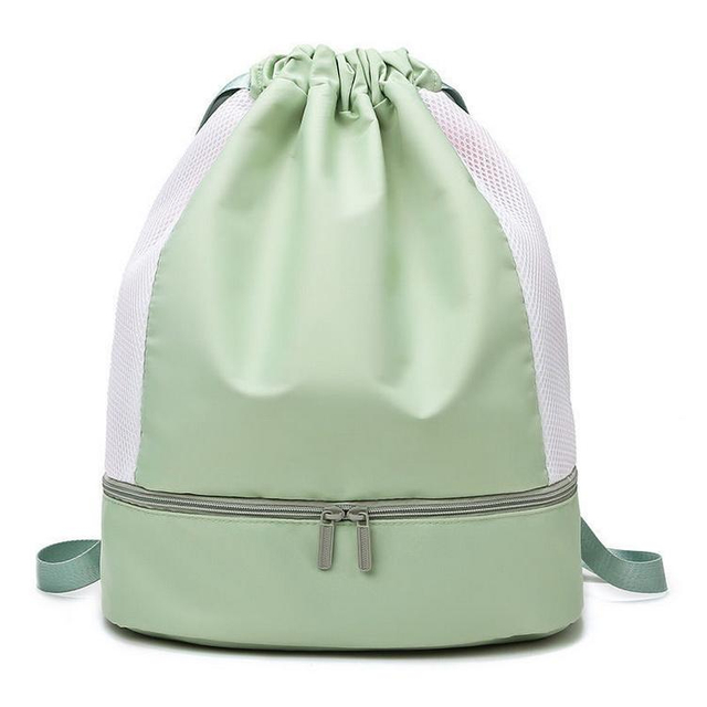 Hot sale drawstring beach backpack dry and wet separation beach bag with shoe pocket