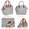 Women & Men Grey Lunch Bag Insulated Lunch Box Cooler Tote Bags Adult Reusable Lunch Boxes for Work School College Travel