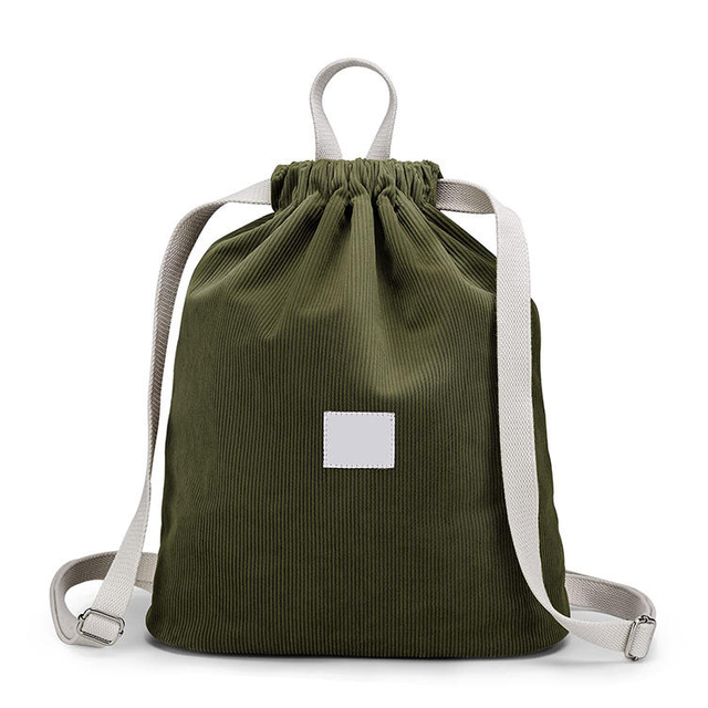 Factory Sales Custom Logo Corduroy Drawstring Sport Bag Portable Lightweight Daily Backpack