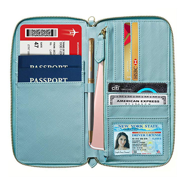 Travel waterproof credit card rfid blocking leather wallet for women