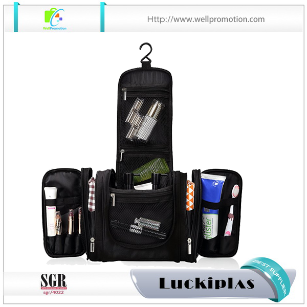 Portable travel kit organizer toiletry bag with a pothook