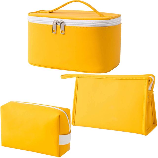 Waterproof 3Pcs Set Makeup Bag Leather Custom Travel Cosmetic Bags PU Toiletry Bag Mens for Travel