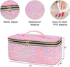 New Arrival Pink Honeycomb Vegan Leather Makeup Bag PU Cosmetic Travel Organizer Double Layer Toiletries Bags for Men