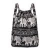 Waterproof Vintage Drawstring Backpacks Women Large Capacity Flower Ethnic Style Waterproof Nylon Rucksack BackpacK