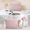 Peach Skin Polyester Quilting Women Makeup Storage Zipper Pouch