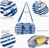 Fashion Blue Striped Women Duffle Bag Hand Carry Travel Weekend Gym Sport Duffel Bag for Yoga Swimming Fitness