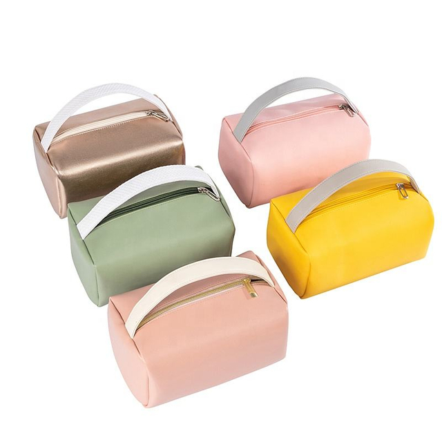 Custom Color Small Cosmetic Hand Bag For Kids Girls Lady Waterproof PU Leather Travel Makeup Toiletry Bag