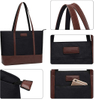 Womens Lightweight Water Resistant Nylon Shoulder Messenger Bag Laptop Tote Bag With Leather Handles