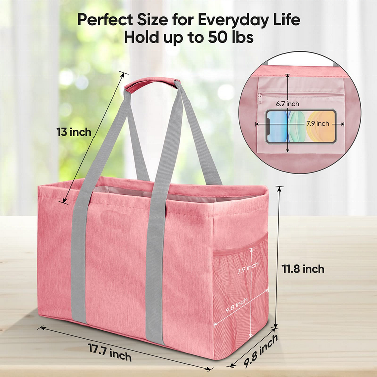 Lightweight Large Space Custom Logo Grocery Bag Outdoor Portable Handle Collapsible Shopping Bag Utility Tote Bag
