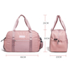 Custom Logo Womens Pink Travel Duffel Bag with Luggage Sleeve 18 Inch Sports Gym Bag Waterproof Nylon Overnight Shoulder Bag