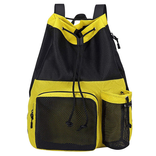 Wholesale Fashion Mesh Satchel Drawstring Bucket Backpack Outdoor Sport Bag With Water Bottle Holder
