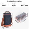 BSCI Factory Wholesale Custom 2 Bottles Denim Material Christmas Gift Insulated Travel Portable Wine Cooler Bag