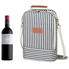 Portable Waterproof Padded 2 Bottle Wine Carrier Thermal Bags Striped Wine Cooler Insulated Bag for Travel Party Beach