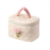 Quilted Cosmetic Bag Large Capacity Women Wide-open Travel Cosmetic Toiletry Bag