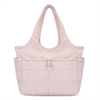 Fashionable Quilted Tote Shoulder Bag Portable Puffer Bag Lightweight Fluffy Handbag for Woman