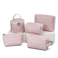 Cosmetic Bag Set Makeup Travel Storage Bag Portable Brush Holder Marble Makeup Bag With Handle
