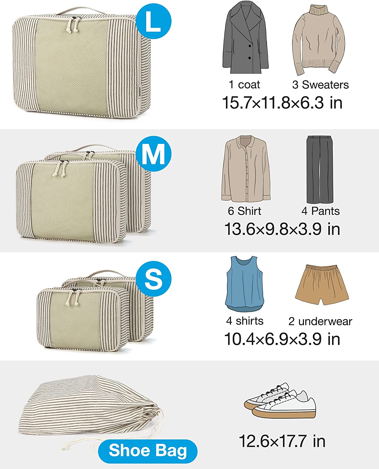 Packing Cubes for Suitcase Foldable Packing Organizers