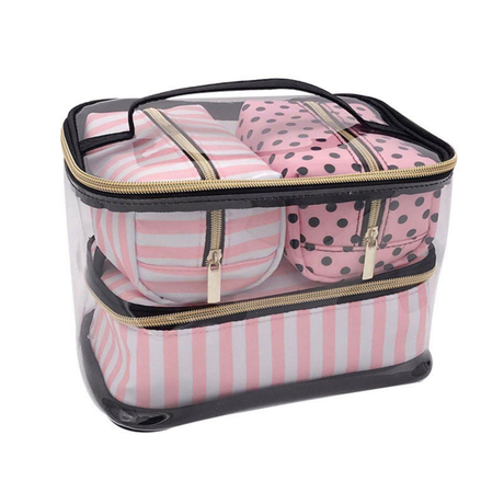 Cosmetic Bags Travel Organizer Toiletry Bag Set Pink Makeup Storage Hanging Bag