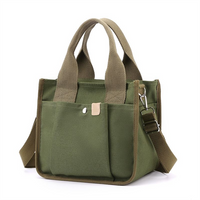 Fashion Khaki Cotton Canvas Wholesale Girls Casual Shoulder Bag Women Tote Bags with Custom logo