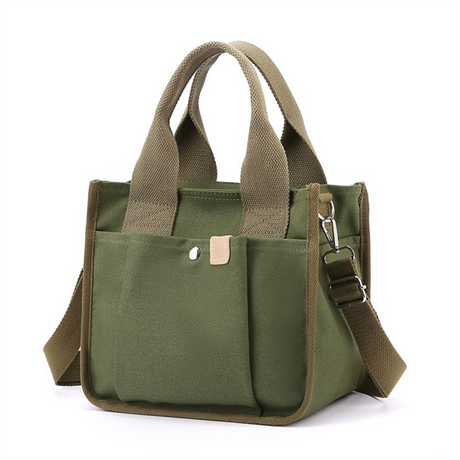 Fashion Khaki Cotton Canvas Wholesale Girls Casual Shoulder Bag Women Tote Bags with Custom logo