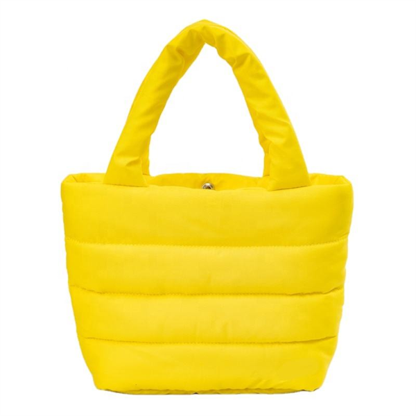 Portable Customization Logo Embroidery Puffy Bag Women Lady Winter Padded Soft Small Puffy Tote Bag