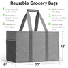 Large Spcae 300D Polyester Grocery Storage Inner Zipper Pocket Bag Custom Print Handle Shopping Bag with Mesh Pocket