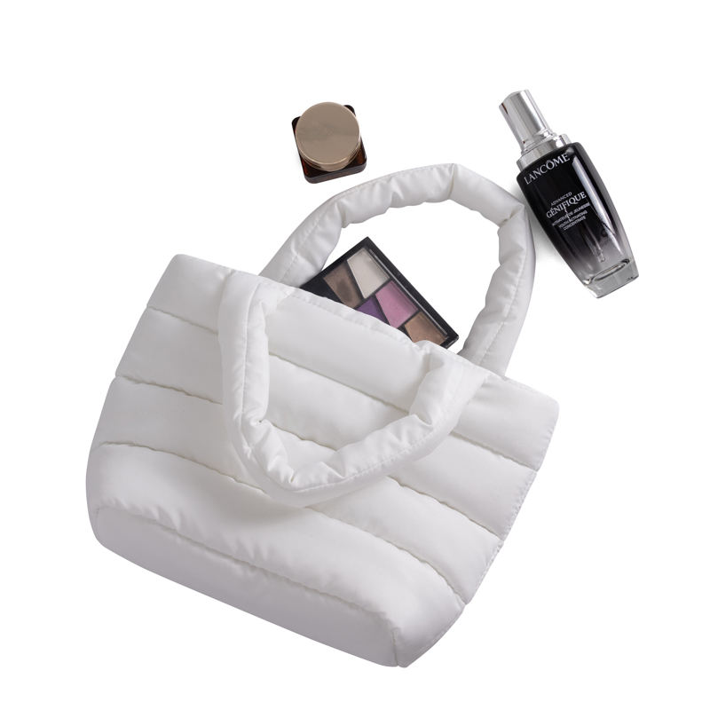 Custom White Puffy Tote Bag Women Lightweight Quilted Handbags