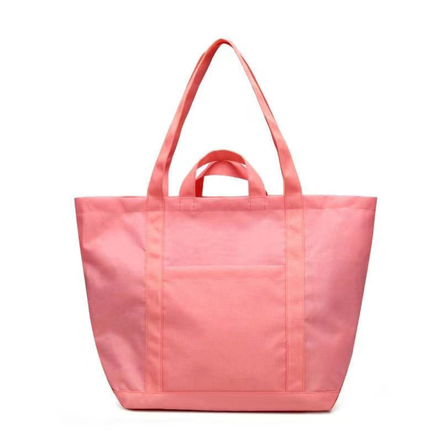 Custom Logo Large Shopping Tote Bag with Pocket Foldable Fabric Crossbody Shoulder Bag for Women