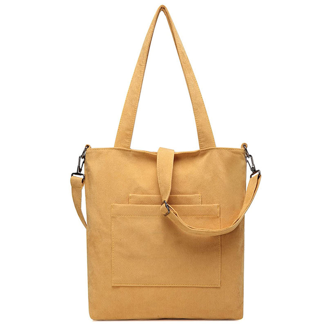 Custom Women Corduroy Tote Shoulder Bag with Pocket Big Capacity Shopping Shoulder Bag