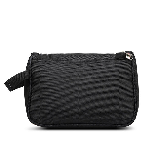 Black Simple Easy Access Portable Designer Foldable Lightweight Zipper Travel Cosmetic Pouch Nylon Makeup Bag