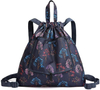Fashion Wholesale Custom Printed Logo Polyester Foldable Yoga Bag Drawstring Backpack Women And Men with Pocket