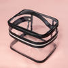 Double Deck 4pcs Clear PVC Bag Travel Organizer Set With Zipper for Cosmetics Pouch Women PU Leather Toiletry Makeup Bag