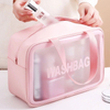 Large Waterproof Clear PVC Leather Travel Makeup Organizer Cosmetic Pouch Bag with Two Handles