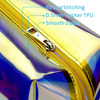 Stylish Large Iridescent Makeup Pouch Clear Hologram Clutch Cosmetic Pouch Pencil Case Custom Print Clear Holographic Makeup Bag