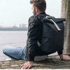 Sturdy Mens Hiking Traveling Cotton Canvas Rucksack with Organized Inner Pockets Rolltop Vintage Backpack