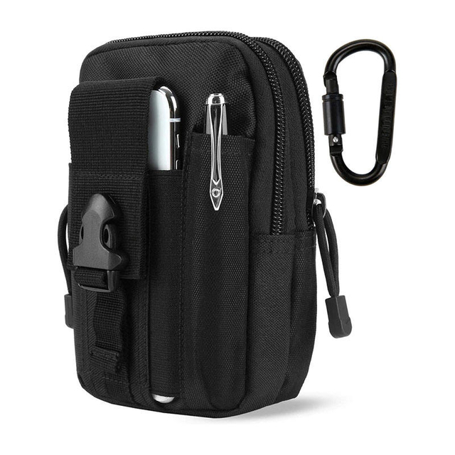 Black Color Outdoor Tool Waist Bag Pouch Security Purse Phone Carrying Case for Camping Hiking