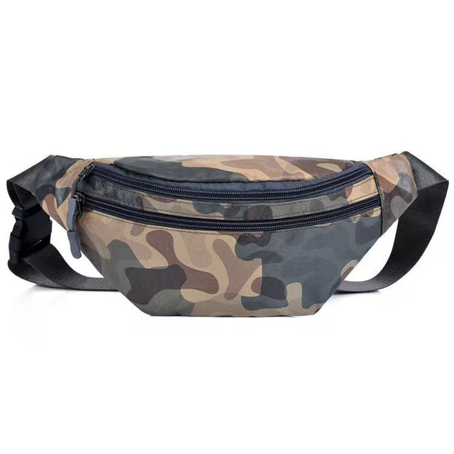 Camouflage Men Fanny Pack Waterproof Leather Waist Bag Waist Bum Bag with Adjustable Strap for Outdoors Travel Casual