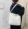 Waterproof Lightweight Nylon Puffer Bag Fashion Design Filling Quilted Down Lady Shoulder Puffer Tote Bag