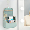 Green Travel Custom Private Label Toiletry Bag Cosmetic Makeup Bags Organizer Makeup Storage Handbag With Hanging Hook