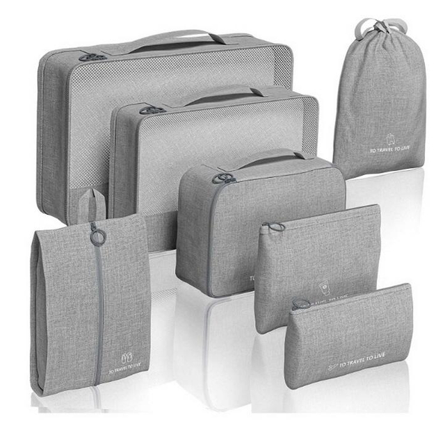 Eco Friendly Recycled RPET Smart Packing Cubes And Bags 7pcs Travel Compression Luggage Cubes