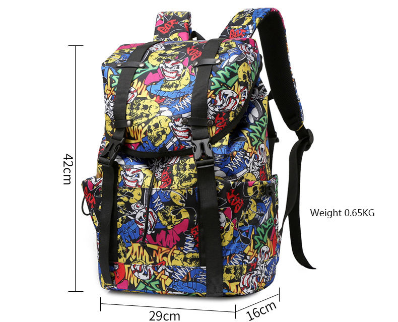 Printing large unisex cool anti-theft drawstring bagpack traveling college leisure book bag school backpacks for men