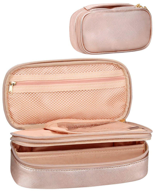Reusable Large Nylon Travel Organizer with Carry Handle Toiletry Makeup Cosmetic Bag for Women Girls