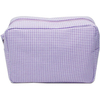 Lightweight Cotton Make Up Pouch Bag Wholesale Eco Friendly Blue Stripe Seersucker Cosmetic Bag