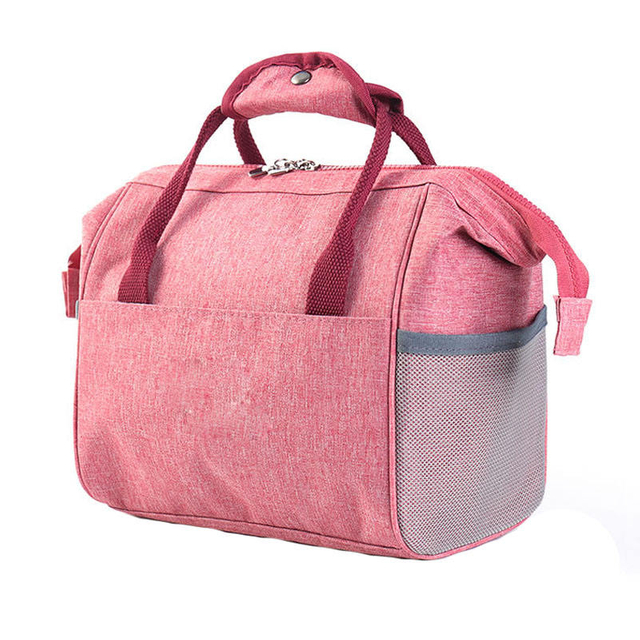 Portable Woman Tote Small Thermal Food Milk Bottle Cooler Bags Pink Thermal Insulation Ladies Lunch Bag for Adult