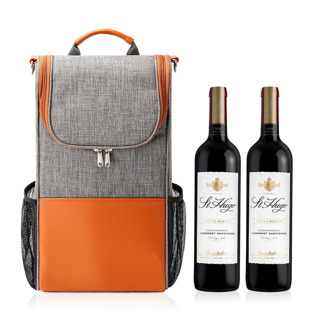 2 Bottle Wine Carrier Bag Tote Insulated Food Cooler bag Waterproof picnic bag